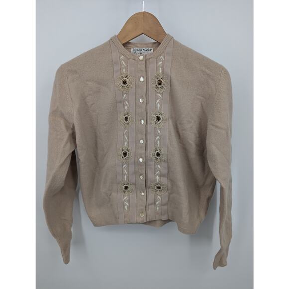 Vintage 1950-60s Kitt’N-Gora By Premier Womens Beige Sweater Size Small - Picture 1 of 3